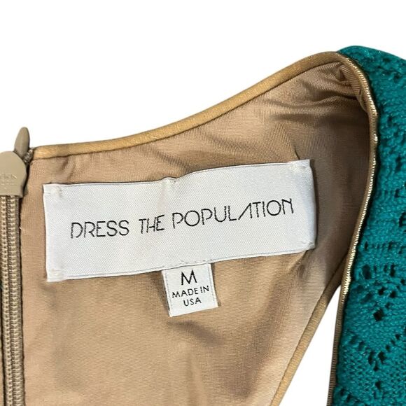 Dress The Population Wendy Dress Turquoise Blue Lace Ruffle Hi Low Womens Medium - Picture 5 of 9